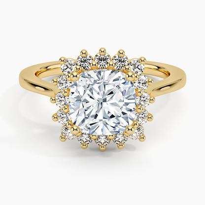2CT Cushion Lab Grown Diamond Halo Engagement Ring