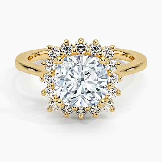 2CT Cushion Lab Grown Diamond Halo Engagement Ring