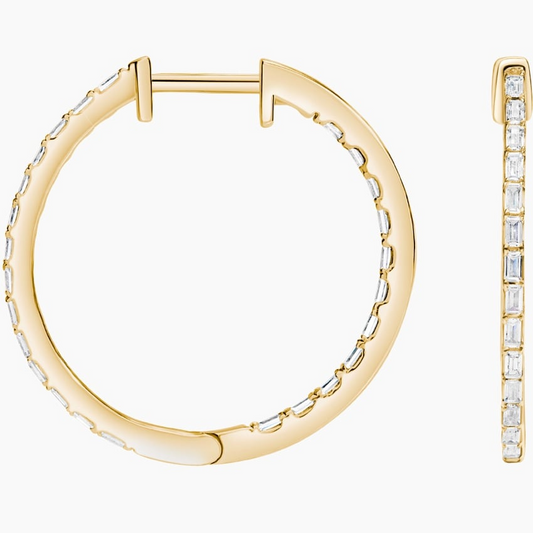 1/2 CTW Whisper Baguette Diamond Hoop Earrings