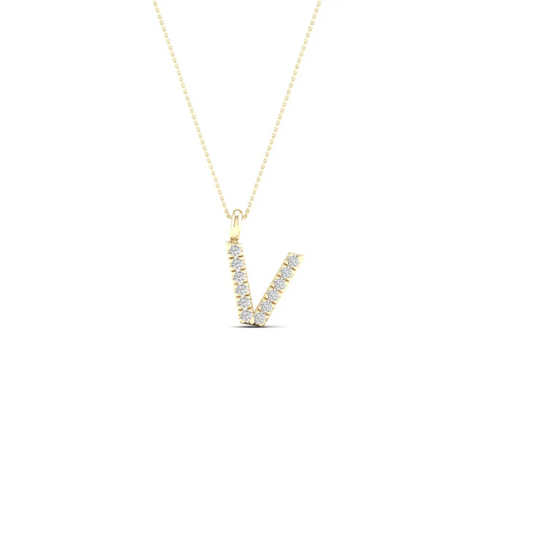 0.05CTW Lab Grown Diamond V Letter Pendant