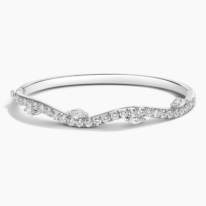 2.33CTW 6.5 inch Round and Marquise Lab Grown Diamond Bangle Bracelet