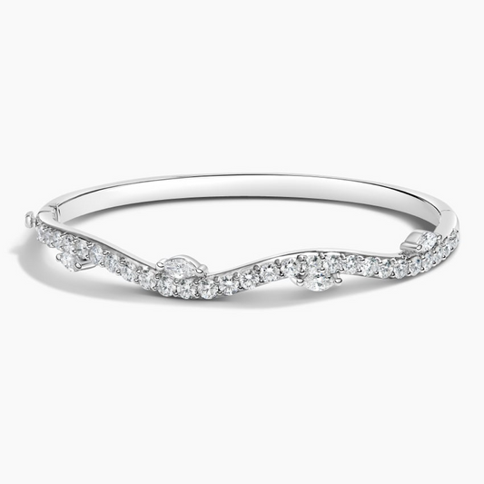 2.33CTW 6.5 inch Round and Marquise Lab Grown Diamond Bangle Bracelet
