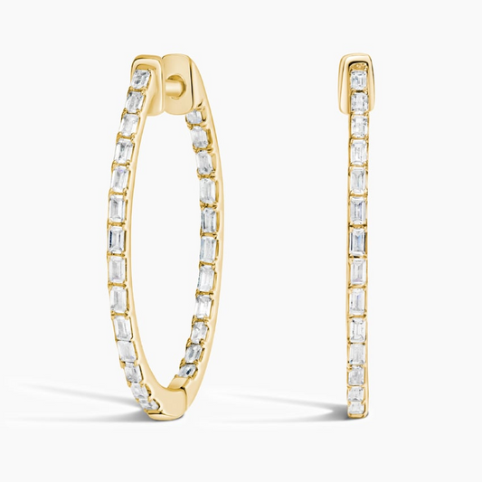 1/2 CTW Whisper Baguette Diamond Hoop Earrings