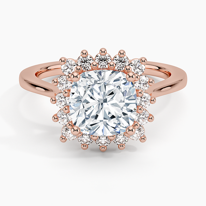 2CT Cushion Lab Grown Diamond Halo Engagement Ring
