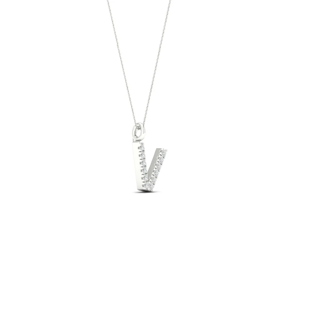 0.05CTW Lab Grown Diamond V Letter Pendant