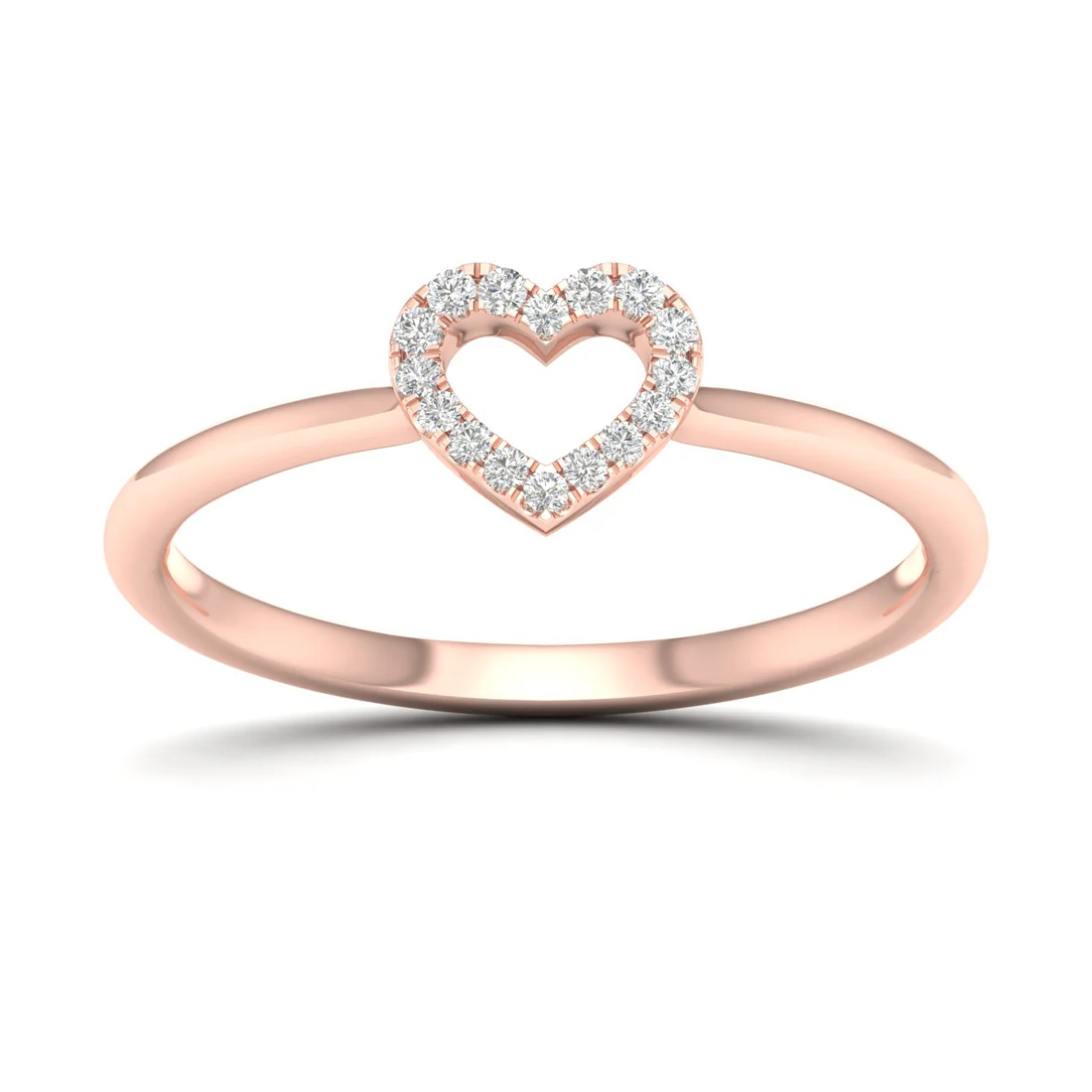 0.065Ctw Lab Grown Diamond Minimalist Heart Fashion Ring