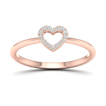 0.065Ctw Lab Grown Diamond Minimalist Heart Fashion Ring