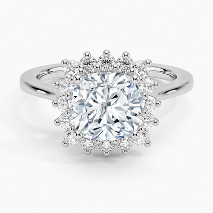 2CT Cushion Lab Grown Diamond Halo Engagement Ring