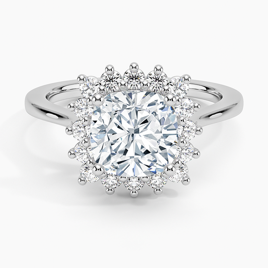 2CT Cushion Lab Grown Diamond Halo Engagement Ring