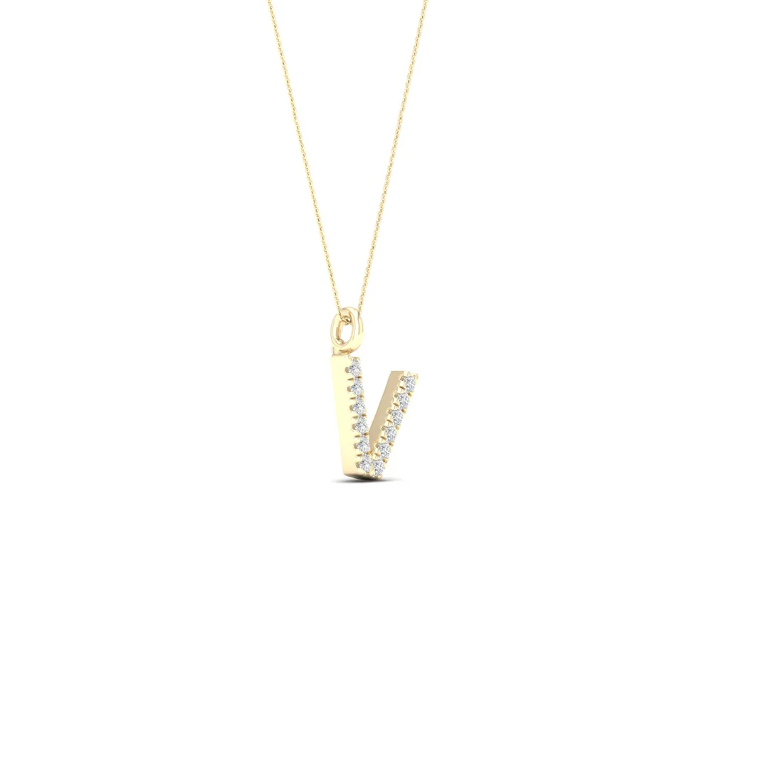 0.05CTW Lab Grown Diamond V Letter Pendant