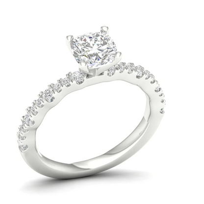 1.30 CTW Lab Grown Diamond Cushion Cut Engagement Ring