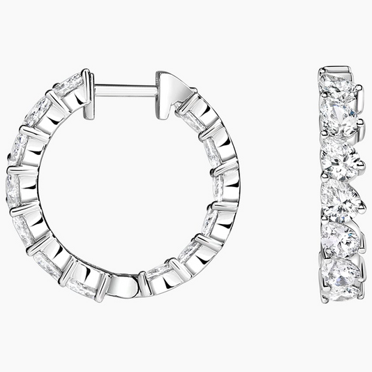 3 CTW Pear Cut Lab Grown Diamond Hoop Earrings