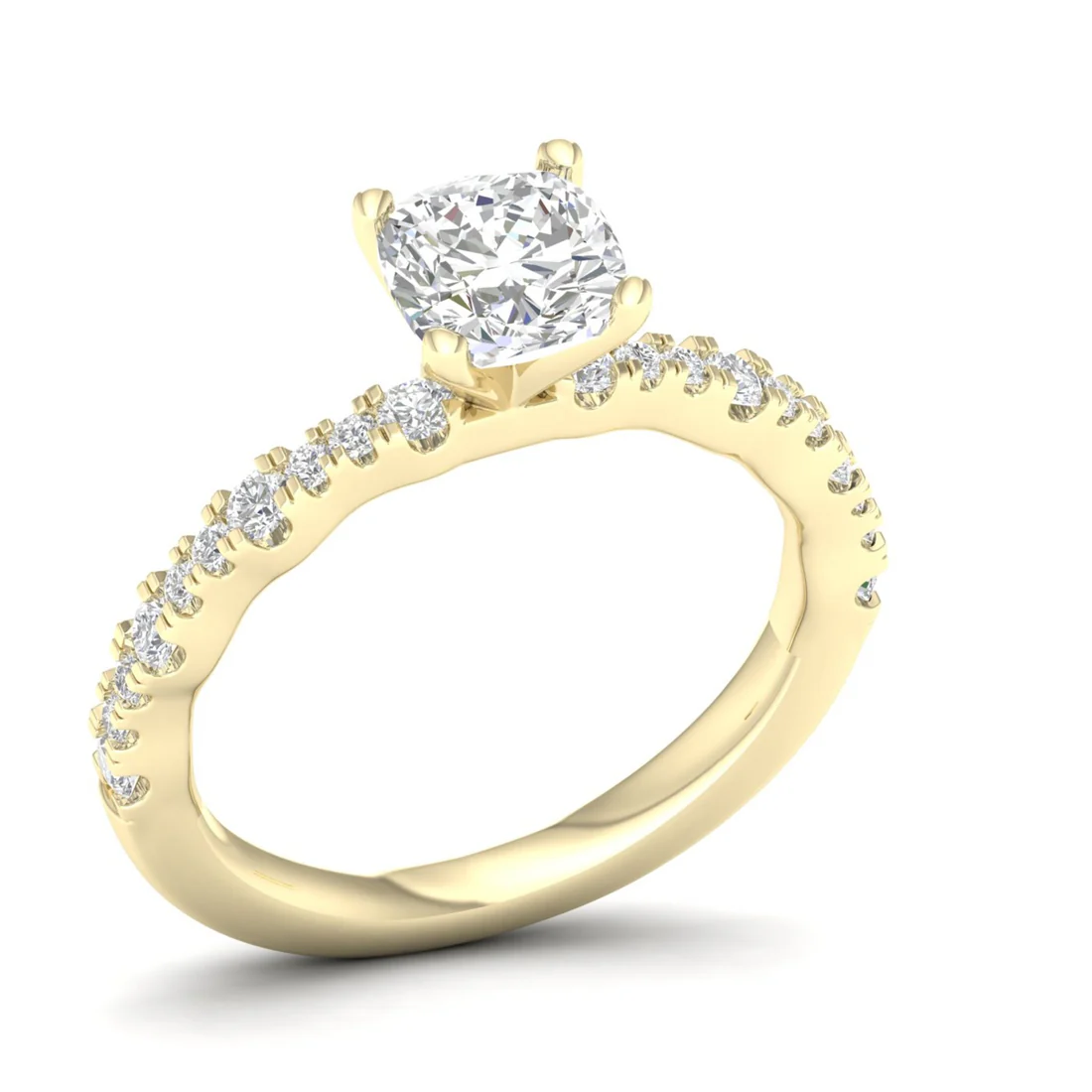 1.30 CTW Lab Grown Diamond Cushion Cut Engagement Ring