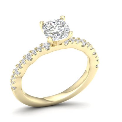 1.30 CTW Lab Grown Diamond Cushion Cut Engagement Ring