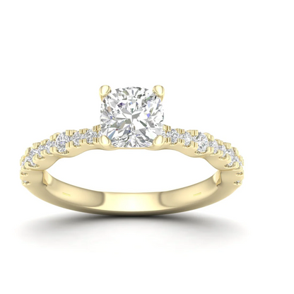 1.30 CTW Lab Grown Diamond Cushion Cut Engagement Ring