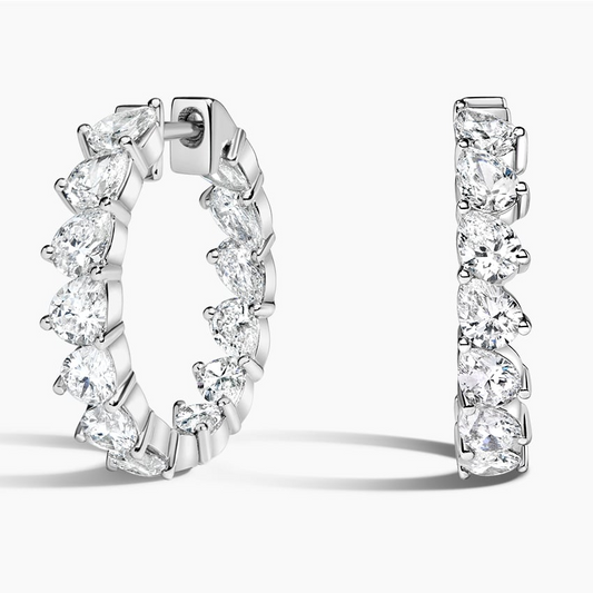 3 CTW Pear Cut Lab Grown Diamond Hoop Earrings