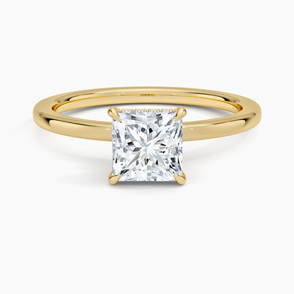 1CT Princess Lab Grown Diamond Gold Solitaire Ring