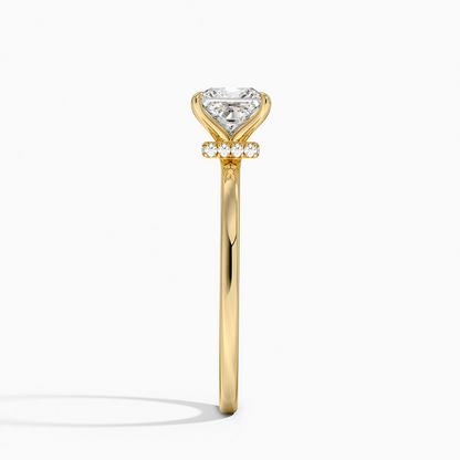 1CT Princess Lab Grown Diamond Gold Solitaire Ring