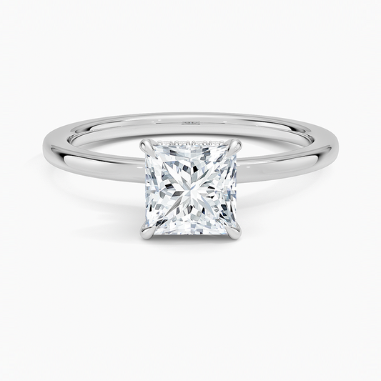 1CT Princess Lab Grown Diamond Gold Solitaire Ring