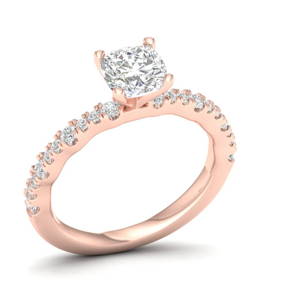 1.30 CTW Lab Grown Diamond Cushion Cut Engagement Ring