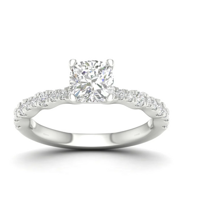 1.30 CTW Lab Grown Diamond Cushion Cut Engagement Ring