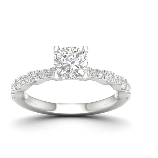 1.30 CTW Lab Grown Diamond Cushion Cut Engagement Ring