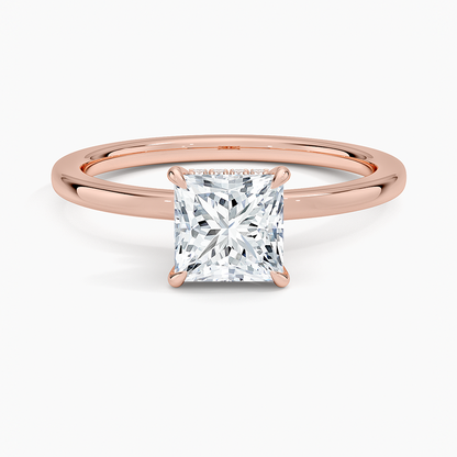 1CT Princess Lab Grown Diamond Gold Solitaire Ring