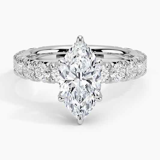 1 1/2CT Marquise Lab Grown Diamond Gold Engagement Ring