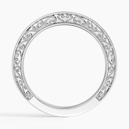 0.08 CTW CVD Lab Grown Diamond Antique Scroll Engraved Ring