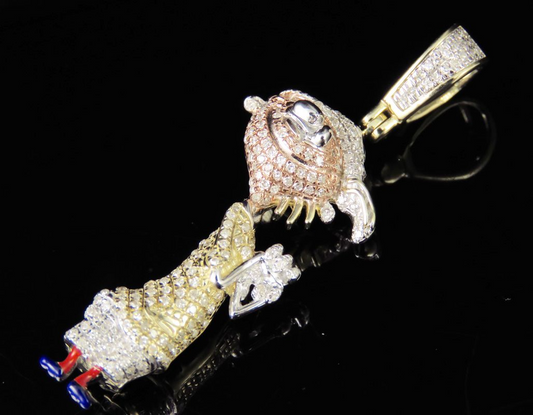 1.9" Lab Grown Diamond 10K Gold Cartoon Pendant
