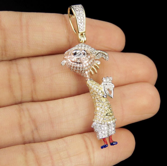 1.9" Lab Grown Diamond 10K Gold Cartoon Pendant