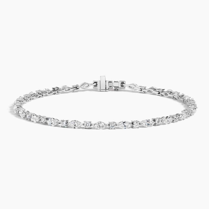 2.17CTW 7 inch Round and Marquise Lab Grown Diamond Tennis Bracelet