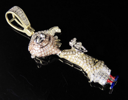 1.9" Lab Grown Diamond 10K Gold Cartoon Pendant
