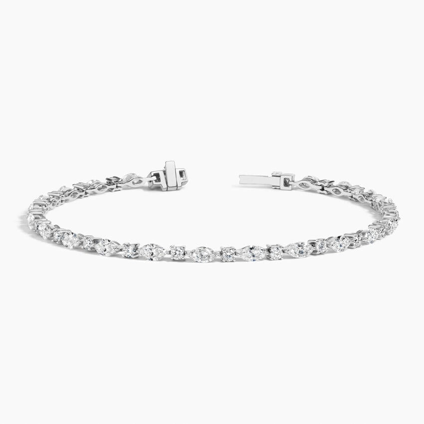 2.17CTW 7 inch Round and Marquise Lab Grown Diamond Tennis Bracelet