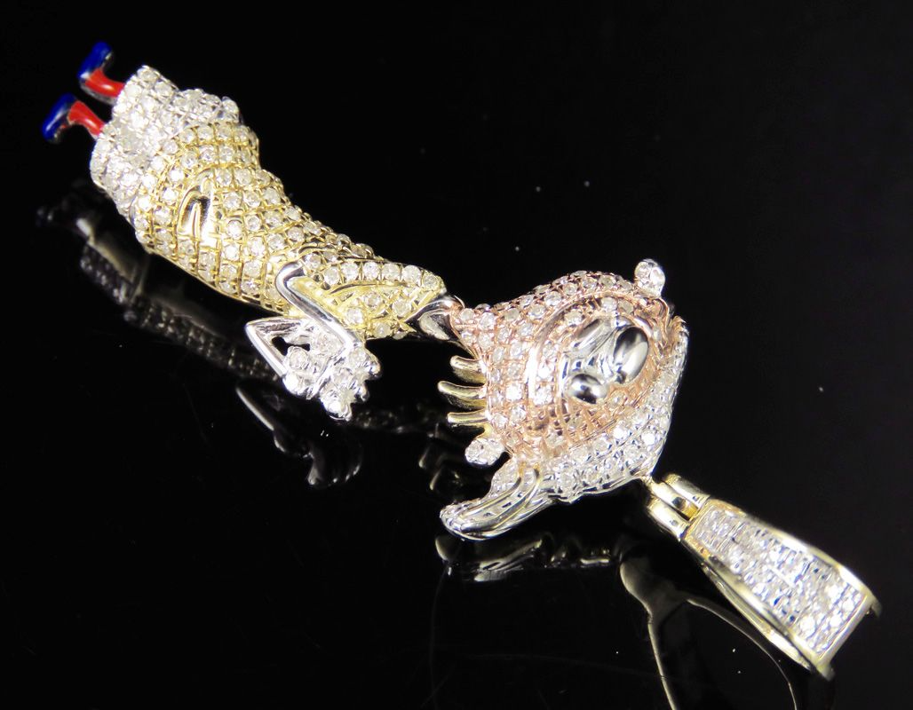 1.9" Lab Grown Diamond 10K Gold Cartoon Pendant