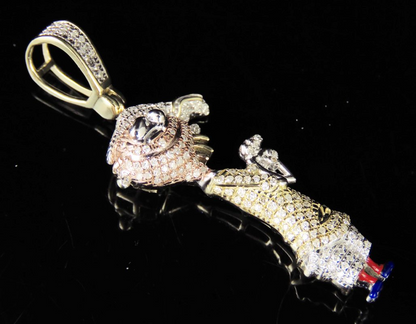 1.9" Lab Grown Diamond 10K Gold Cartoon Pendant