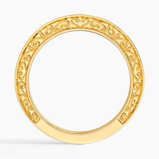 0.08 CTW CVD Lab Grown Diamond Antique Scroll Engraved Ring