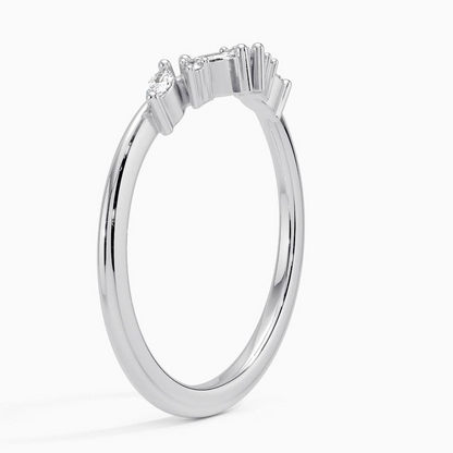 Marquise and Round 14k Gold Lab Grown Diamond Curved Wedding Band