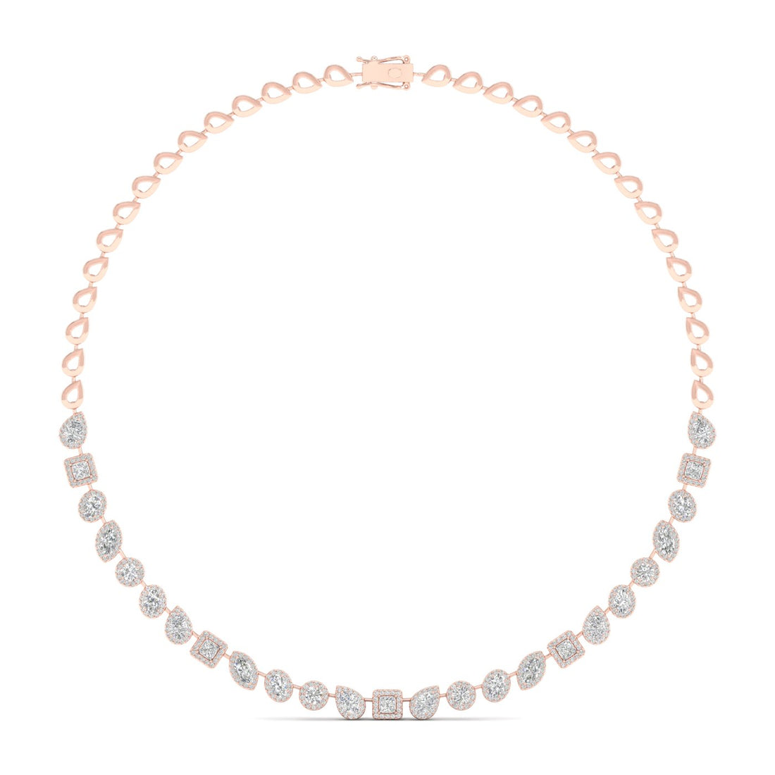 6.60CTW Multi Shape Halo Lab Grown Diamond Necklace