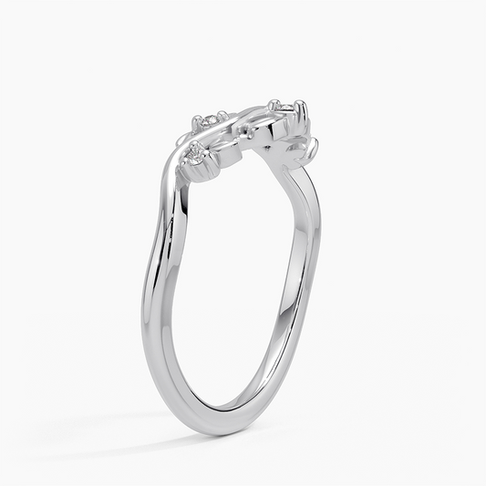0.04CTW Round Lab Grown Diamonds White Gold Curved Band
