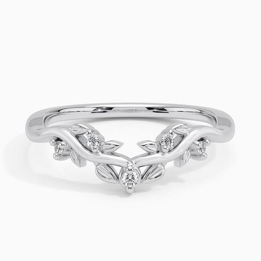 0.04CTW Round Lab Grown Diamonds White Gold Curved Band