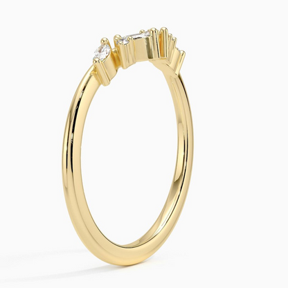 Marquise and Round 14k Gold Lab Grown Diamond Curved Wedding Band