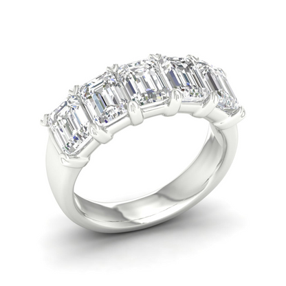 4 CTW Five Stone Emerald Lab Grown Diamond Anniversary Band