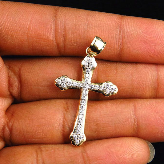 1.5 Inch Unisex Lab Grown Diamond Studded Cross Pendant