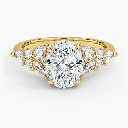 2 CT Oval Lab Grown Diamond Yellow Gold Engagement Ring