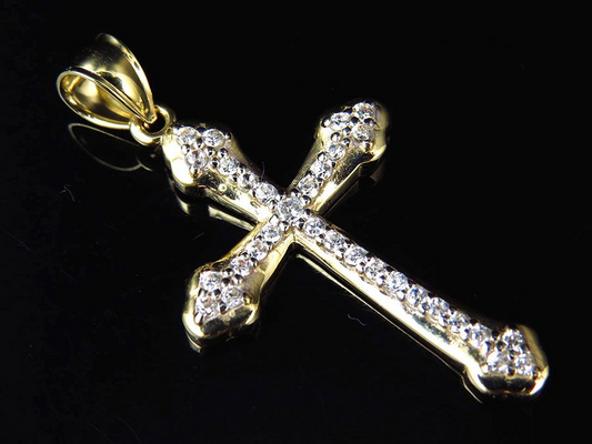 1.5 Inch Unisex Lab Grown Diamond Studded Cross Pendant