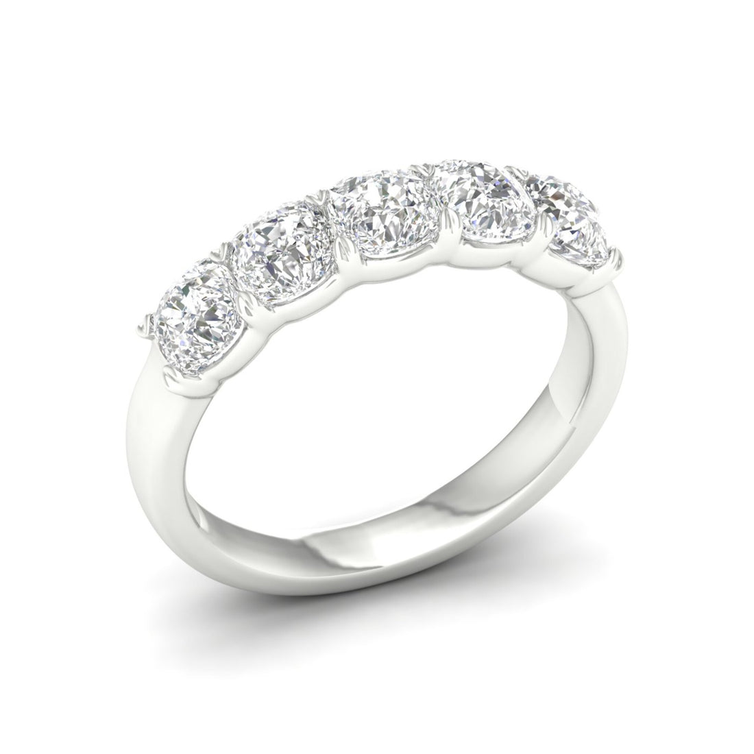 2 CTW Five Five Stone Cushion Lab Grown Diamond Anniversary Band