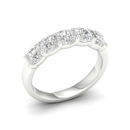 2 CTW Five Five Stone Cushion Lab Grown Diamond Anniversary Band