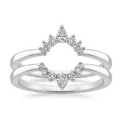 0.11CTW Pear & Round Cut Lab Grown Diamond Pointed Crown Wedding Band