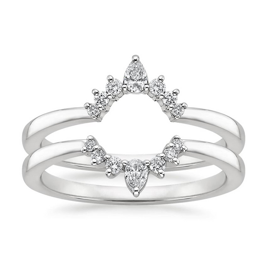 0.11CTW Pear & Round Cut Lab Grown Diamond Pointed Crown Wedding Band